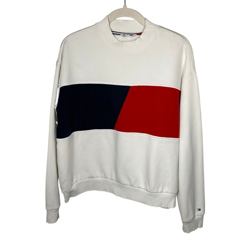Tommy Hilfiger Color Block Long Sleeve Crewneck Sweatshirt Women's Small